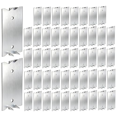 50 PCS 2.5 x 1.5 Inch Nail Plate for Wood Studs Metal Cable Protector Plate Safety Nail Plates with Sharp Pointed Prongs Steel Cable Wire for Protecting Plumbing and Wiring