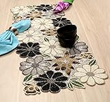 Lightnpro Floral Handmade Decorative Thanksgiving Christmas Beaded Table Runner - Perfect for Xmas Easter Fall Harvest Autumn Table Décor - Handmade by Skilled Artisans- 13x36 - Brown Combo