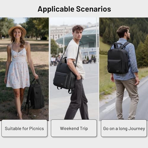Image of MIER Small 16L Insulated Cooler Backpack with Removable Divider, Lightweight Soft Wine Cooler Bag for Beach Travel Work Picnics Camping, Portable Lunch Backpack for Men Women, Black