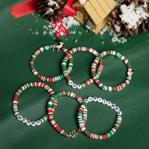 Artlunar 6 Pack Christmas Bracelets: Joy & Merry Candy-Style Stacks for Women & Teens - Perfect Christmas Gifts - Age 3 to Adult - Image 4