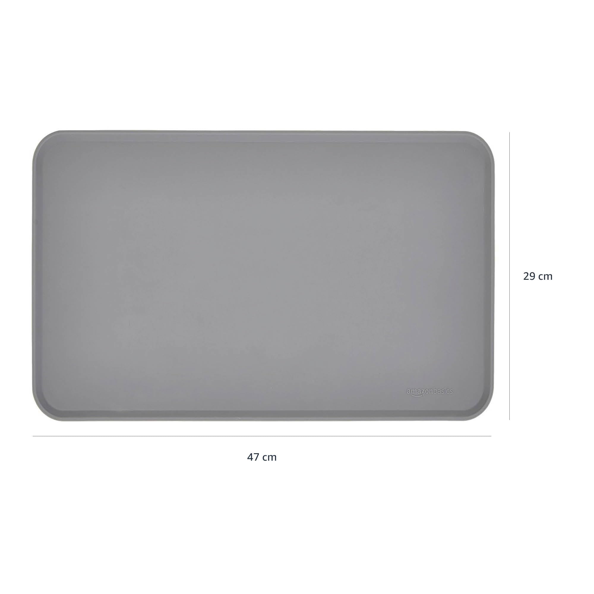 Amazon Basics tappetino sottociotola per animali domestici, impermeabile, in silicone - 47 x 29 cm, Grigio (confezione da 2), Tinta unita