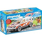 Lieferumfang: 1x PLAYMOBIL City Life Notarzt-PKW, 41-teiliges Spielfiguren-Set mit Anleitung: 1 PKW, 1 Figur, 39 Zubehörteile (exkl. 1x1,5V-Micro-Batterie), Material: Kunststoff, LxBxH: 24,5x13x10,5 cm, 70050