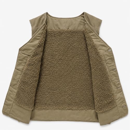 Chaleco de algodón grueso para hombre con forro polar y botones 6