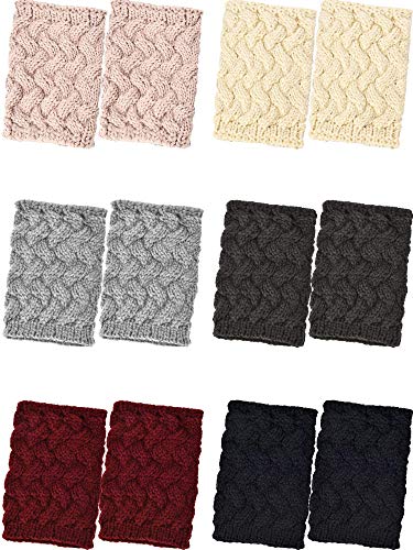 Pangda 6 Pairs Winter Short Knit Boot Cuffs Crochet Boots Socks Winter Leg Warmers for Women Girls Costume Accessory, 6 Colors