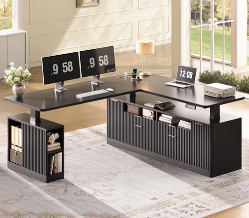 SEDETA L Shaped Electric Standing Desk, 69" x 55"Height Adjustable