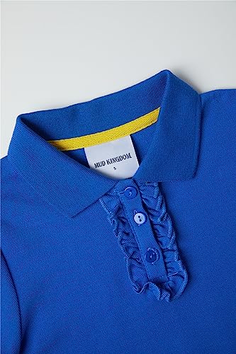 Image of Mud Kingdom Girls Short Sleeve Ruffle Pique Polo Uniform Top Stretch Lightweight