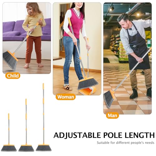 XXFLOWER Ensemble pelle à poussière et balayette à long manche avec dents de peigne, brosse de balayage pour intérieur, cuisine, hall, bureau, balayage des poils de chien, fournitures de nettoyage – vue 6