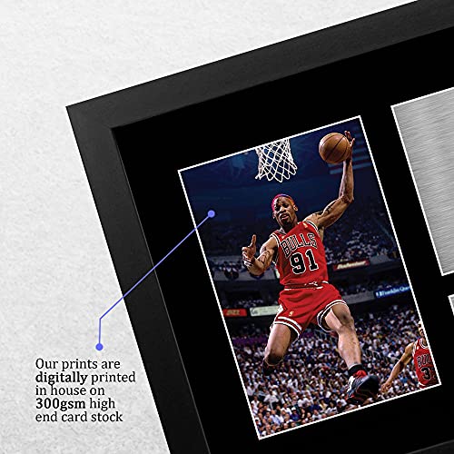 HWC Trading Dennis Rodman Chicago Bulls Gifts Printed Signed Autograph Picture for American Rules Football Memorabilia Fans - A4 Framed - Image 4