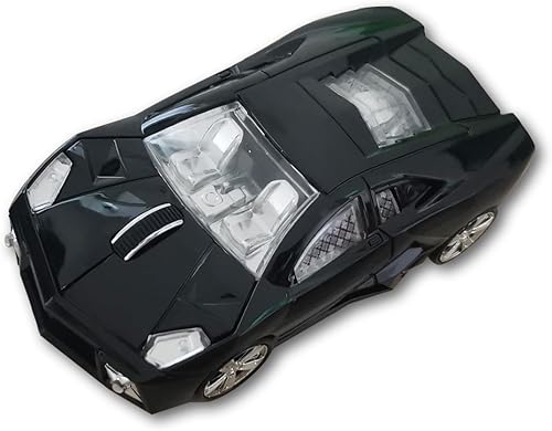 SDGSQHA Ratón inalámbrico para coche deportivo, ratón de computadora, ratón, óptico, 2,4 GHz, con faro 1600 DPI para PC, portátil, MAC (negro)