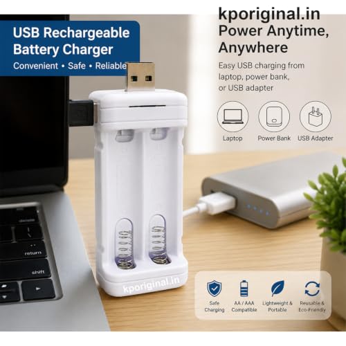 Image of USB 1.2V AA AAA Ni-CD NiMH 2 Slot Battery Charger with LED Indicators, Charge 2 Batteries At a Time
