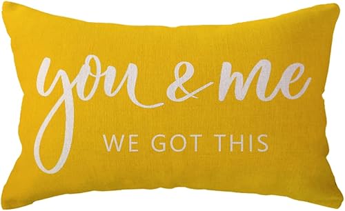 ULOVE LOVE YOURSELF You Me We Got This - Fundas de almohada lumbar fundas de almohada decorativas de granja de 12 x 20 pulgadas para sofá cama