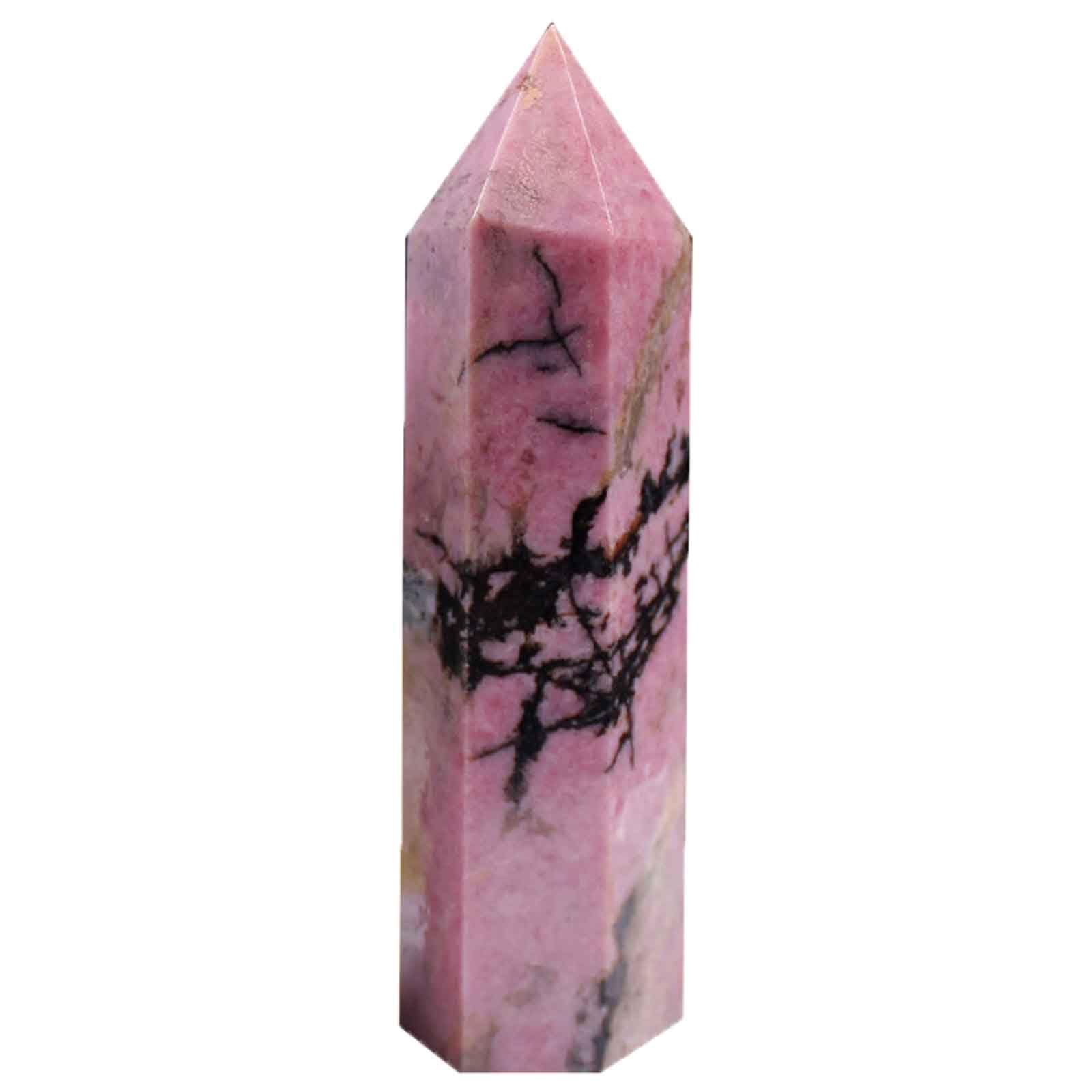 SUPBEI 1PCS Rhodonite Crystal Towers Natural Healing Crystal Wand 6 Faceted Single Point Prism Tower for Meditation Home Decor Collection Gift,3.15in(8cm)