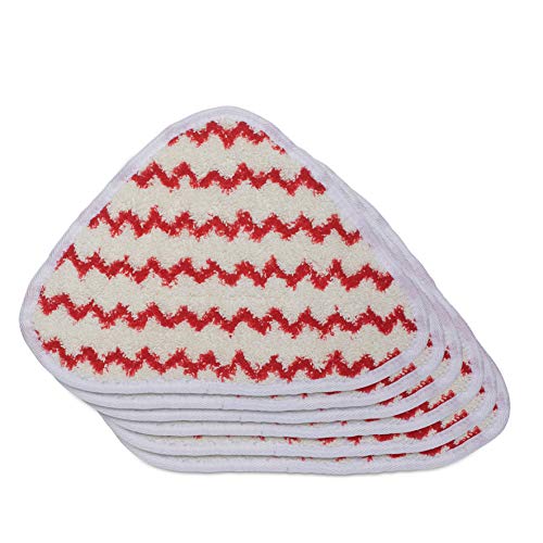 6X Ersatzbezüge für Vileda Steam Dampfreiniger Ersatzbezug Hot Spray Mop, Power Pads Familienpackung, Weiß-Rot