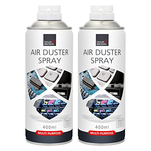 2 x 400ml Compressed Air Can Duster Spray Multi Purpose Can Cleaner Clean & Protects Laptop, Keyboards, Printers, Electronics, PC Cleaning Computer Components