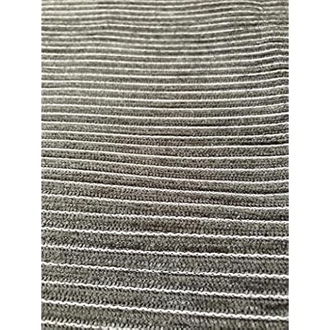 Grey Velvet Chenille Stripe Upholstery Sofa Bed Craft Cushion Fabric Material Sold by The metre (Per Metre) Cover