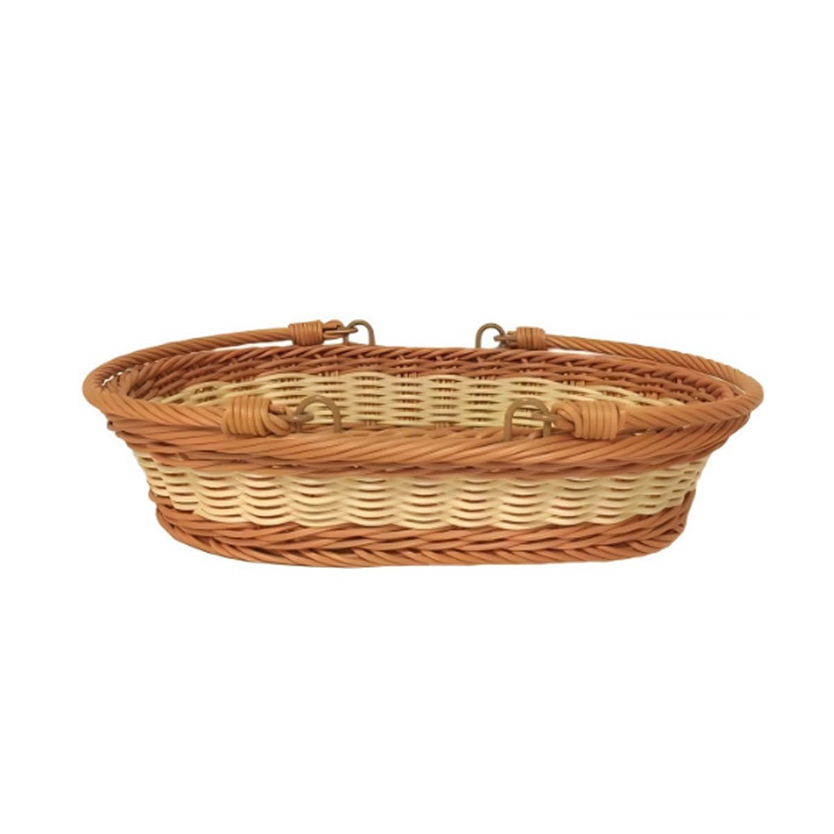 Cesta Tejida de Mimbre, Cesta Almacenaje Plástico con Asa, Cesta para Pan, Cestas de Mimbre Decorativas, para Alimentos y Pequeños Artículos Cotidianos, Marrón