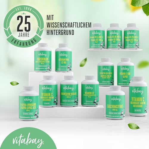 Vitabay Biotin Hochdosiert 10000mcg 180 Tabletten Time Released & Vegan - Haar Vitamine Hair Vitamins Biotin Haare Zink Selen Haut Haare Nägel Kapseln - Haarvitamine für Frauen Tabletten