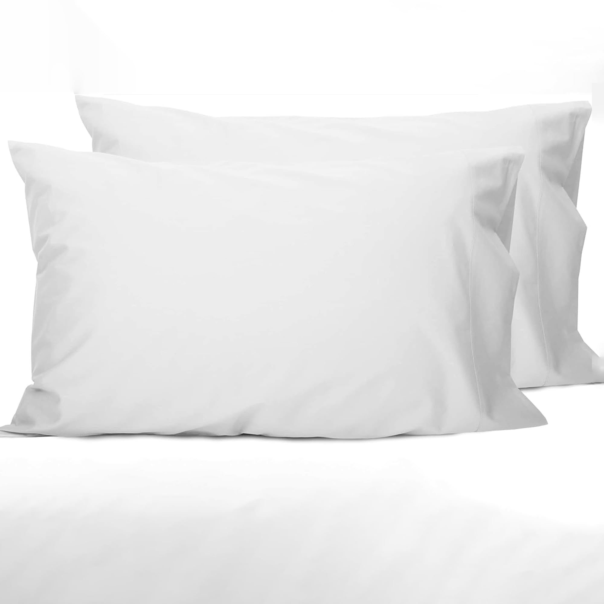 LINENWALAS 100% Cotton Percale Pillow Cover Set of 2 | Soft, Cool & Crisp Hotel Quality Envelope Closure Bed Pillowcases | Standard Size - 300 TC (18x28 Inches, Silver)