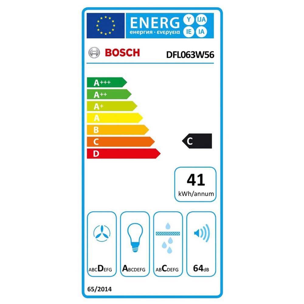 Bosch DFL063W56 Serie 2 Flachschirmhaube 60 cm Silbermetallic Umluft Abluft Wippenschalter 2 Leistungsstufen Metallfettfilter
