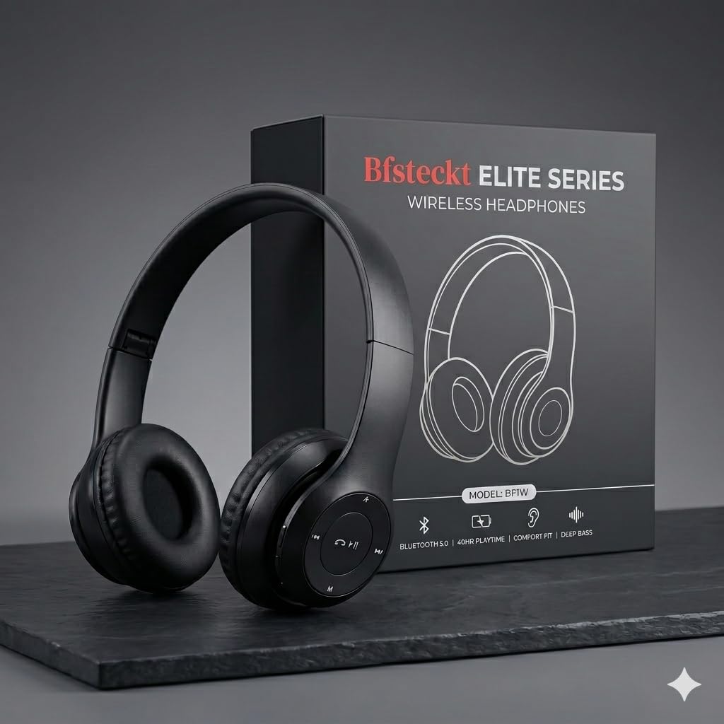 Wireless Bluetooth Headphones with Deep Bass Sound, Foldable Design, Comfortable Cushioned Earpads, Built-in Mic for Music & Calls, Average Battery Backup, Stylish Everyday Use-image-45