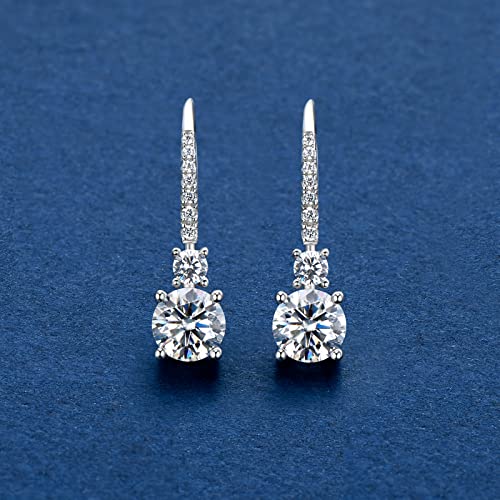 Ainuosh Moissanite Dangle Earrings For Women, 925 Sterling Silver Moissanite Diamond Earrings 1Ct D-E Color, 18K White Gold Plated, Hypoallergenic, Jewelry Box Packed #TOP2