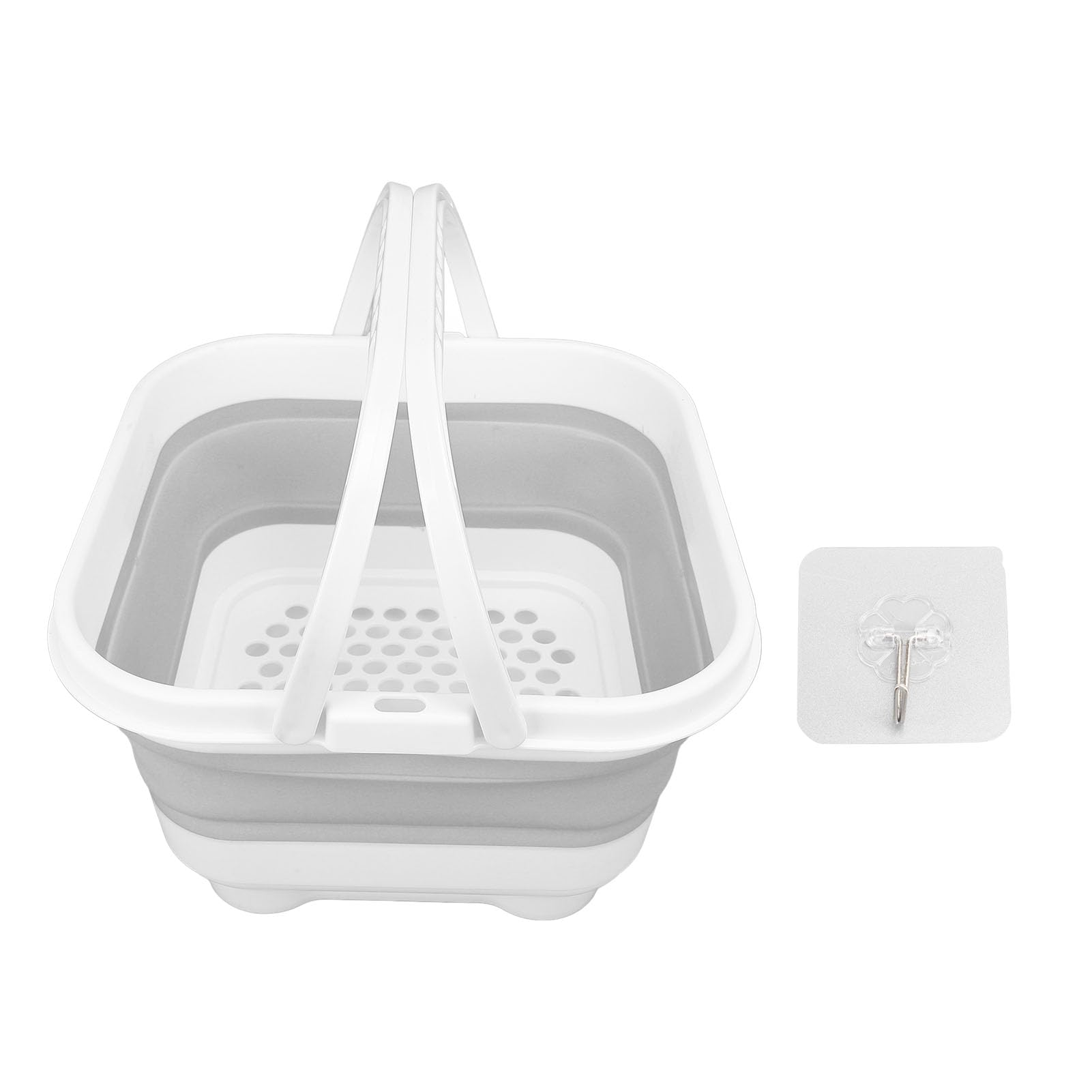 Organizador Plegable del Juguete del Baño, Cesta Plegable del Juguete del Baño del bebé Alta Capacidad Agradable para los Artículos de Tocador (Blanco+Gris)