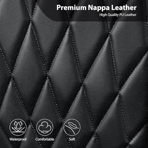 Image of CAR PASS Nappa Leather Rav4 Front Seat Covers Custom Fit for Toyota Rav4 2019-2024, Camry 2018-2024, Corolla 2020-2025, Luxury Premium Anti-Slip Waterproof 2 Pack Seat Cover, Airbag Compatible Black