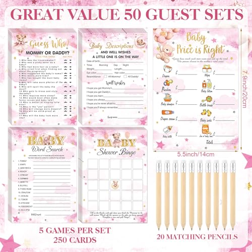 Image of Patelai 321 Bearly Wait Baby Shower Decorations Pink Bear Party Supplies Bearly Wait Baby Shower Games 5 Sets Don't Say Serve 50 Guests for Pink Bear Gender Reveal Birthday Party Decorations Supplies