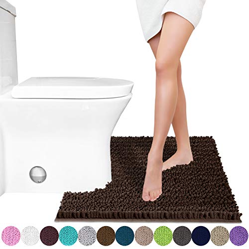Yimobra Luxury Shaggy Toilet Bath Mat U-Shaped Contour Rugs for Bathroom, Soft