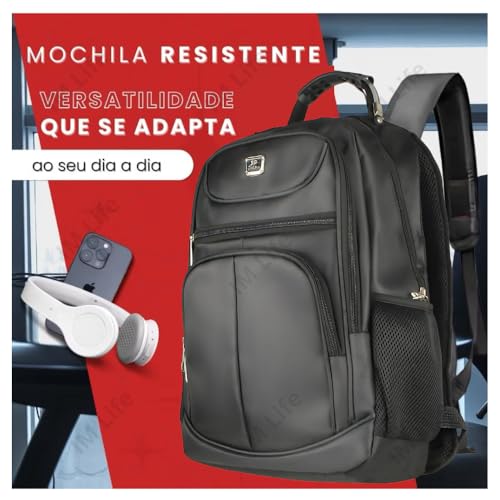 Mochila Masculina Reforçada para Notebook Trabalho Viagem Executiva Cabo de Aço Mochila Bolsa Básica