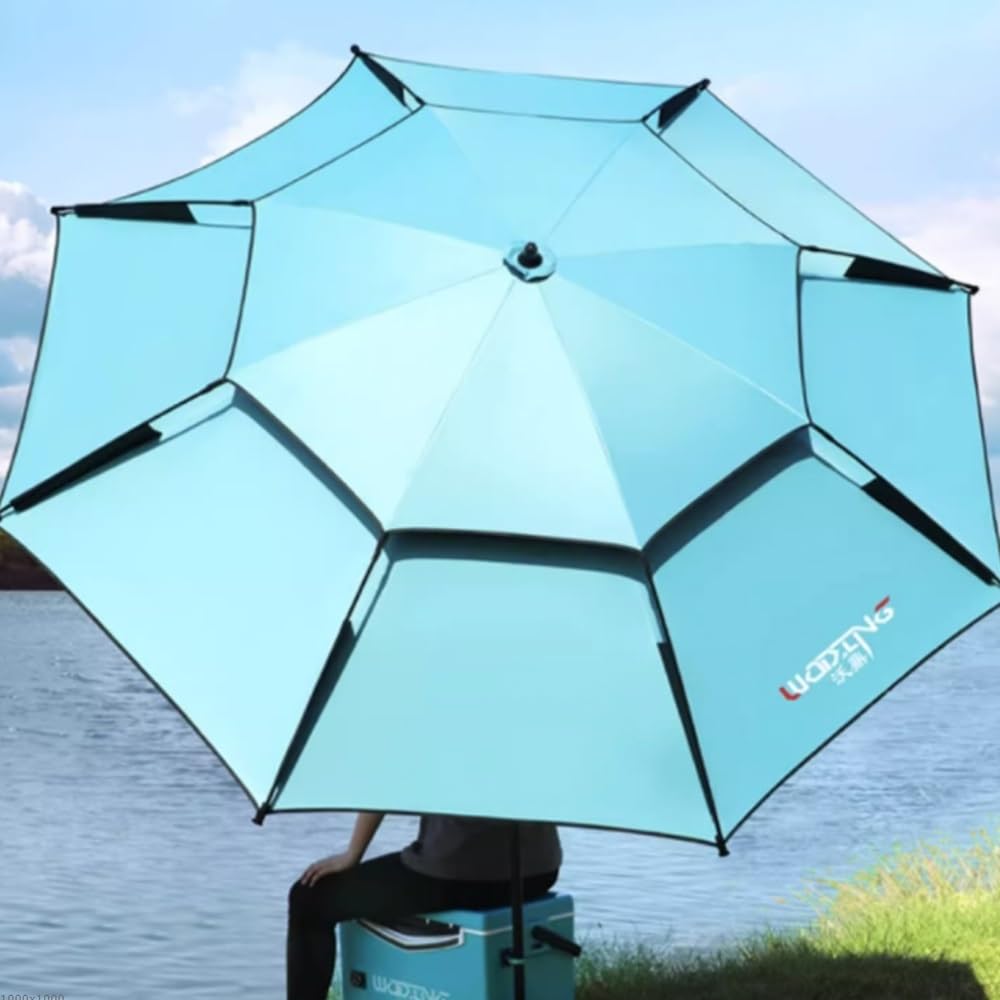 Sombrilla De Playa Grande, Sombrilla De Pesca Portátil para Exteriore, Sombrilla Inclinable para Viajar，vivaque，Pesca，Sombrilla Playa Antiviento Protección(Black,200cm/6.5ft)