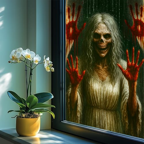Película decorativa ventana horror esqueleto 31x47 pulgadas miniatura 3