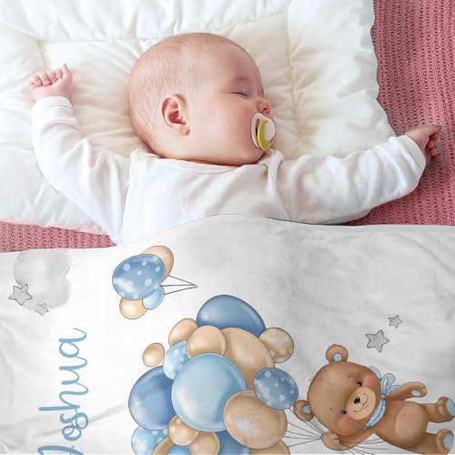 Image of Personalized Baby Blanket with Name - Customized Soft Flannel Blanket for Boys & Girls (50x60 Inches) - Ideal Gift for Baby Shower, Birthday, Christmas, Newborn