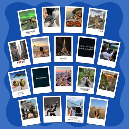 Image of Travel Manifestation Cards (Set of 18) Positive Affirmation Cards Posters (8 x 6 cm) | Vision board Supplies | Travel, Bedroom, Living room | Wanderlust aesthetic Posters | Poster for Phone