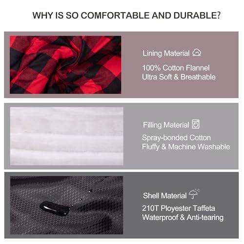 Cold Weather Sleeping Bag 100% Cotton Flannel XXL for Adults Big and Tall,Free Compression Sack - Image 4