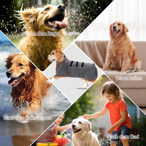Bademantel Hund Klein, Hundebademantel Kleine Hunde,Hund Bademantel,Mit Klettverschluss, Gute Wasseraufnahmewirkung (S-Größe)