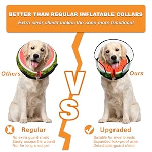 Dog Cone,Dog Surgery Collar,Dog Cones for Small Medium Large Dogs,Inflatable Cone for Dogs,Watermelon Dog Cone Collar, Does not Impede Vision Dog Recovery Collar