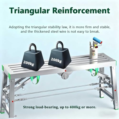 Échafaudage pliable multifonction avec trappe de sécurité et charge de 300 kg