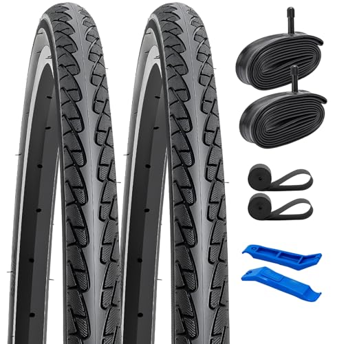 2本セット,26x1 3/8 タイヤ,26x1 3/8 37-590 自転車タイヤ + チューブ 肉厚 米式バルブ32mm+リムテープ+タイヤレバ,適用 26インチ 1 3/8 電動アシスト自転車,Y-028