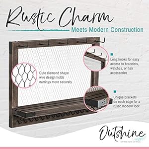OUTSHINE Wall Hanging Jewelry Organizer | Rustic Jewelry Organizer Hanging on Wall | Western Jewelry Wall Mount Organizer | Wall Mounted Jewelry Organizer | Wall Mounted Jewelry Hanger OUTSHINE Wall Hanging Jewelry Organizer Rustic Jewelry Organizer Hanging on Wall Western Jewelry Wall Mount Organizer Wall Mounted Jewelry Organizer Wall Mounted Jewelry Hanger