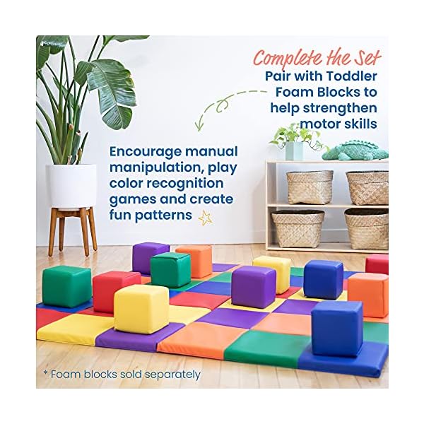 ECR4Kids Softzone Patchwork Spielmatte für Kleinkinder, Schaumstoff, 147,3 cm, quadratisch – Bild 5
