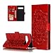 Produktbild HMTECH Galaxy S10e Hülle,Für Samsung Galaxy S10e Handyhülle Prägung Mandala-Blume Flip Case PU Leder Cover Magnet Schutzhülle Tasche Skin Ständer Handytasche für Samsung Galaxy S10e,LD Mandala Red