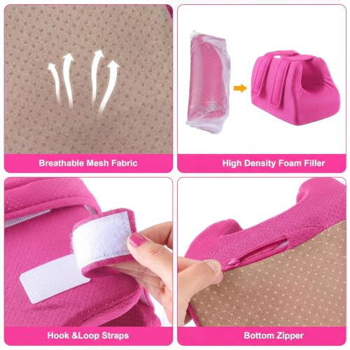 Image of Novabright 2 Pcs 3D Heel Protectors Foot Wedge Pillows Support Boot Bed Sore Pillow for Pressure Sores Bedridden Patients Relief Pressure Ankle Ulcers (Rose Red)