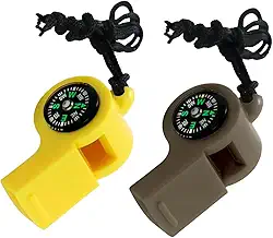 Apito de Emergência com Cordão, Som Alto, Segurança, Sobrevivência, Resgate para Caiaque, Colete Salva-Vidas, Barco, Pesca, Camping, Caminhada, Caça, Crianças, Bússola, Plástico Durável