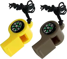 Apito de Emergência com Cordão, Som Alto, Segurança, Sobrevivência, Resgate para Caiaque, Colete Salva-Vidas, Barco, Pesca, Camping, Caminhada, Caça, Crianças, Bússola, Plástico Durável
