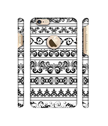 Image of Amazon Brand - Solimo Designer Black Multi Patterns 3D Printed Hard Back Case Mobile Cover for Apple iPhone 6 / 6S (Logo Cut)