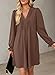 Dokotoo Womens Spring Dress V Neck Sexy Elegant Plus Size Shirt Dresses Long Puff Sleeve Fall Dresses Classy Brown Midi Dress for Beach Party Work Outfit Large