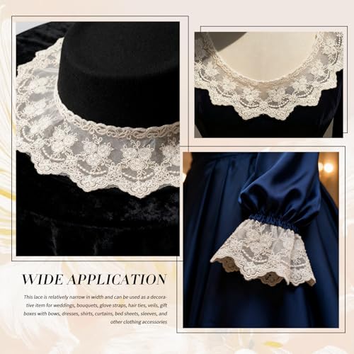 image for LYXMYGS Lace Trim Ribbon, 3-Yard White Lace Ribbon, 3.15 Inch Width Wh