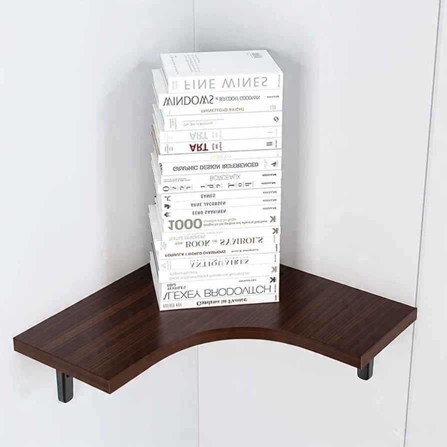 Image of Shoper cart Wooden Wall Shelves | Corner Wall Shelf | Book Shelf for Wall | Floating Wall Mounted Shelfs 5 Tier for Home Decoration Items, Brown, 40 x 30 x 16 cm, Pack of 2 (Brown)