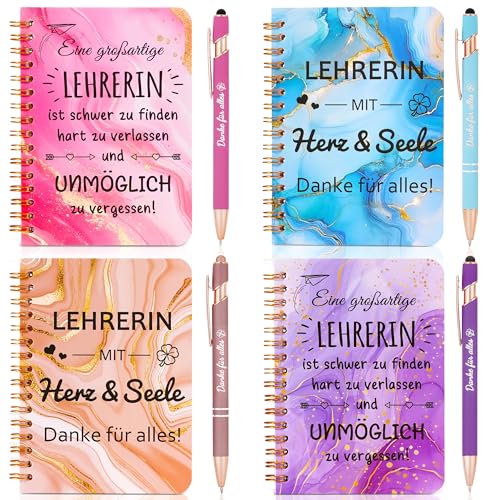 Echehi Abschiedsgeschenk Lehrerin Beste Lehrerin Geschenke Mit 4 Notizbücher 4 Stifte 4 Geschenktüten Geschenk Lehrerin Grundschule Mittelschule